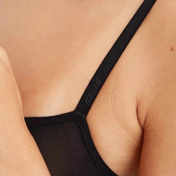 Aerie SMOOTHEZ Mesh Unlined Bra | Black | Size 32B - Picture 4 of 7